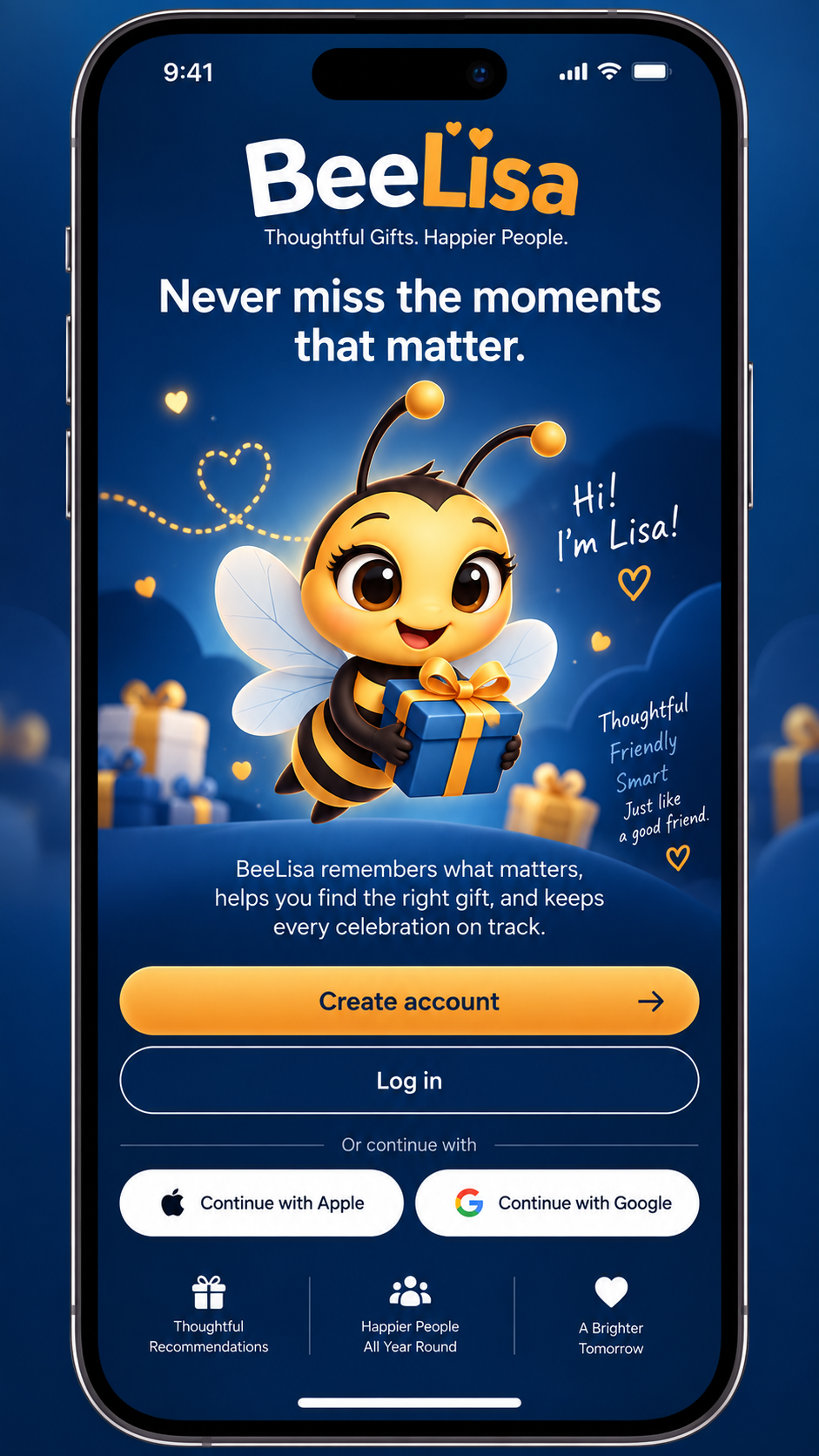 BeeLisa welcome screen